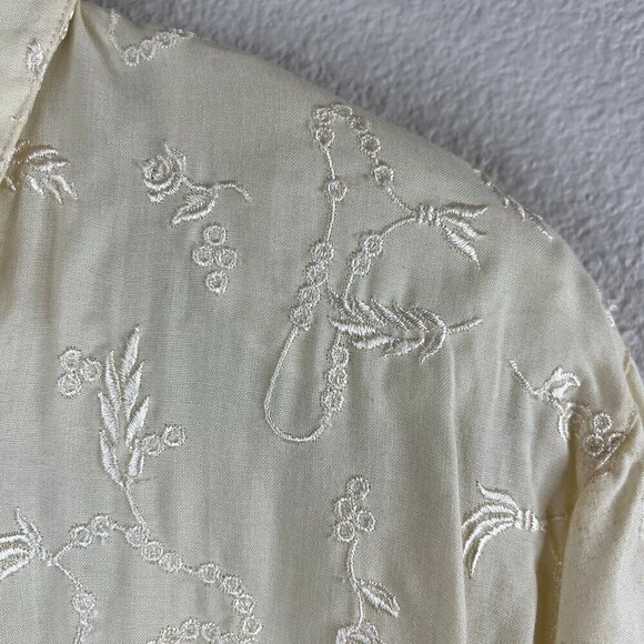 Vintage Diane Von Furstenberg Cream Floral Embroidered Long Sleeve Button Up NWT - Picture 8 of 12